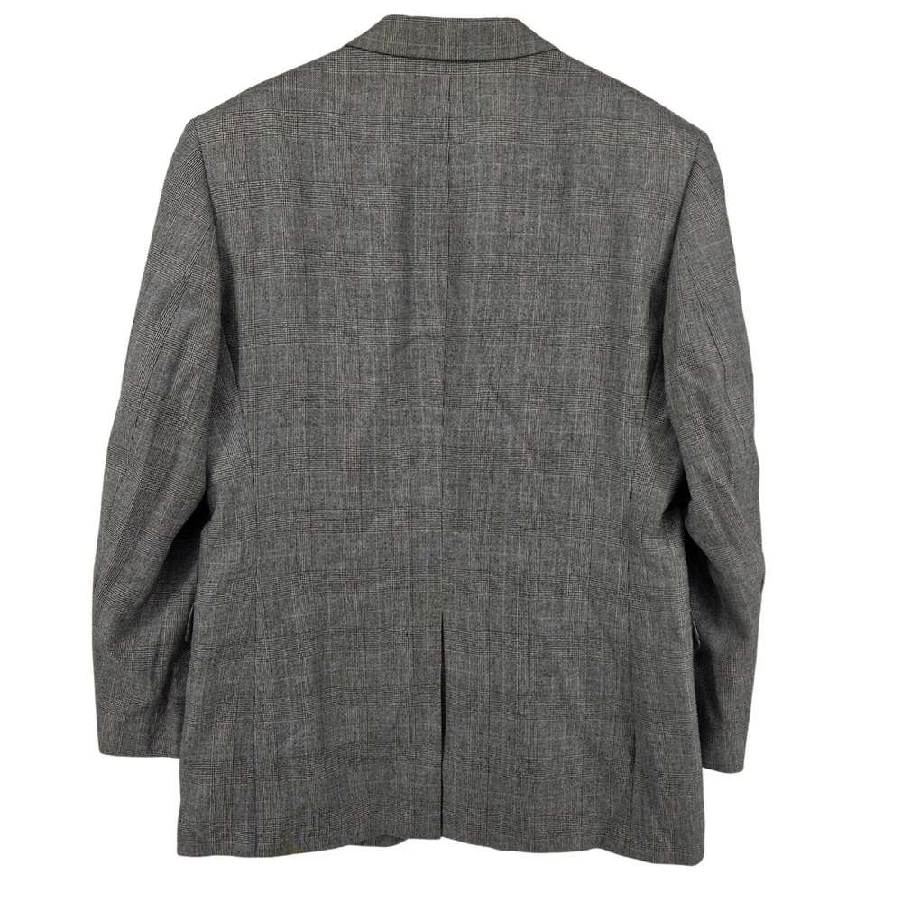 Jos A Bank Signature Collection Men's Blazer 42L Silk Camel Hair Grey Glen Plaid